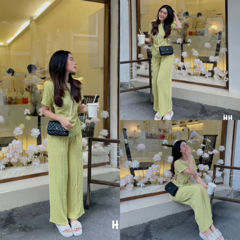 Set Đồ Nữ Ms.1301 Áo Phông Thiết Kế Rút Eo Phôi Quần Short Cạp Chun Ống Rộng, Chất Thun Vân, Kèm Hình Thật