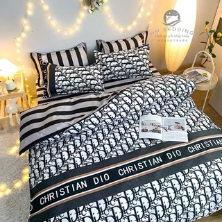 Bộ chăn ga và vỏ gối Dior Poly Cotton cao cấp trẻ trung - Bộ chăn ga gối 5 món hàng loại 1 dày dặn