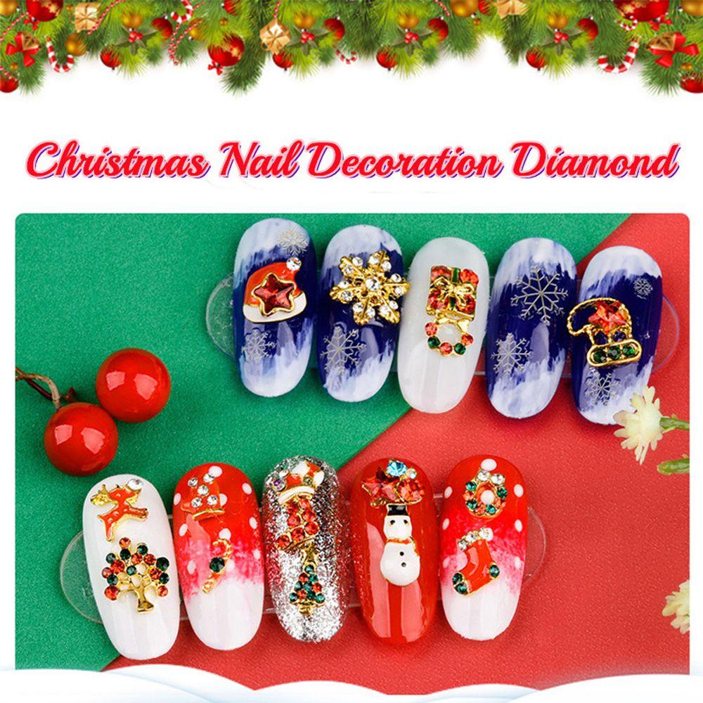 Phụ Kiện Trang Trí Móng Tay 3D Hình Ông Già Noel Bằng Kim Loại Độc Đáo