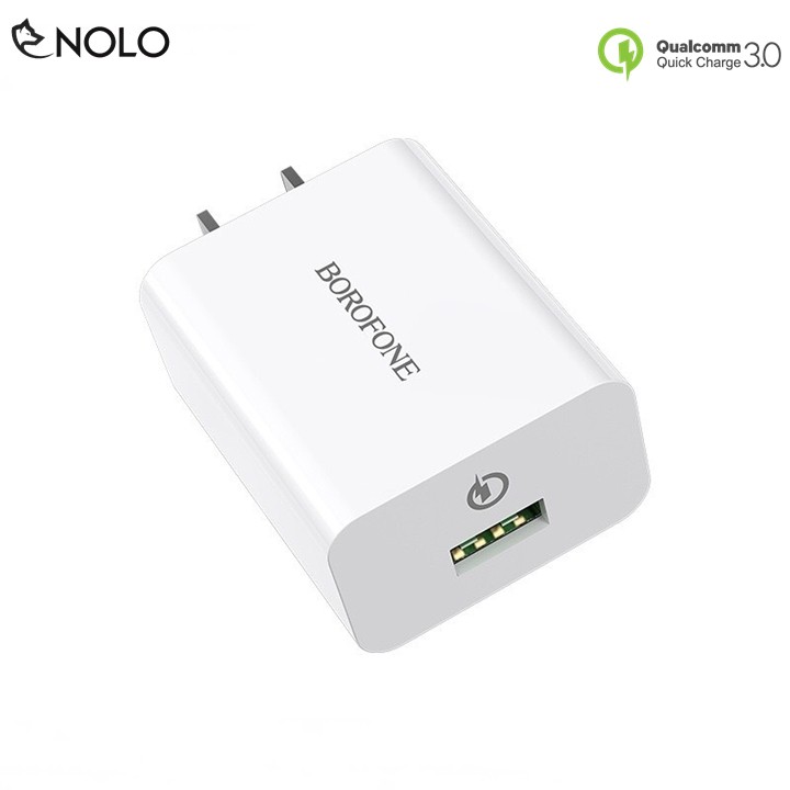 Cốc Củ Sạc Nhanh Quickcharger QC3.0 1 Cổng USB Borofone Model BA21 Công Suất 18W