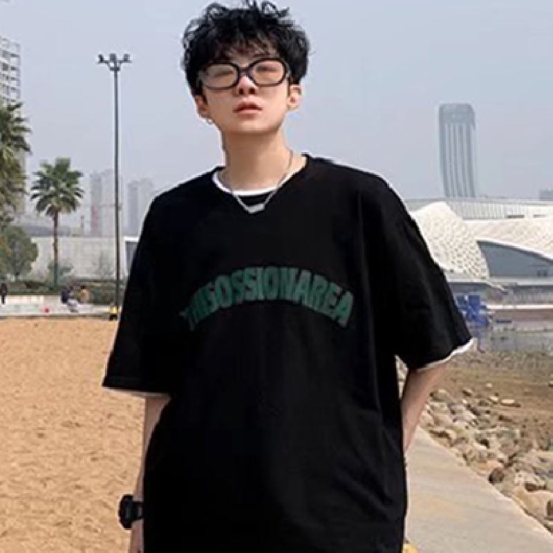 Áo Thun Tay Ngắn Dáng Rộng In Chữ Phong Cách Hip Hop Đường Phố Hàn Quốc Thời Trang Mùa Hè Cho Nam Cỡ M-5XL