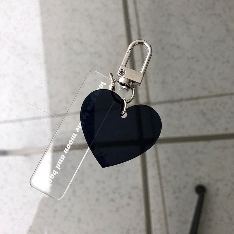 Móc Khóa Có Mặt Dây Hình Trái Tim Đen Độc Đáo