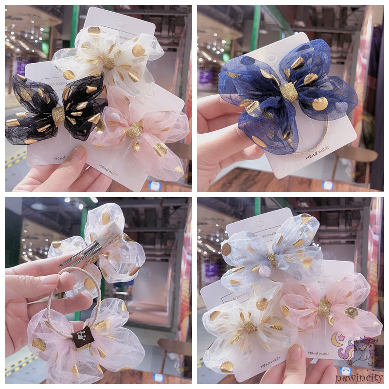 Kẹp Tóc Hình Nơ Lưới Phong Cách Hàn Quốc Cho Bé Gái