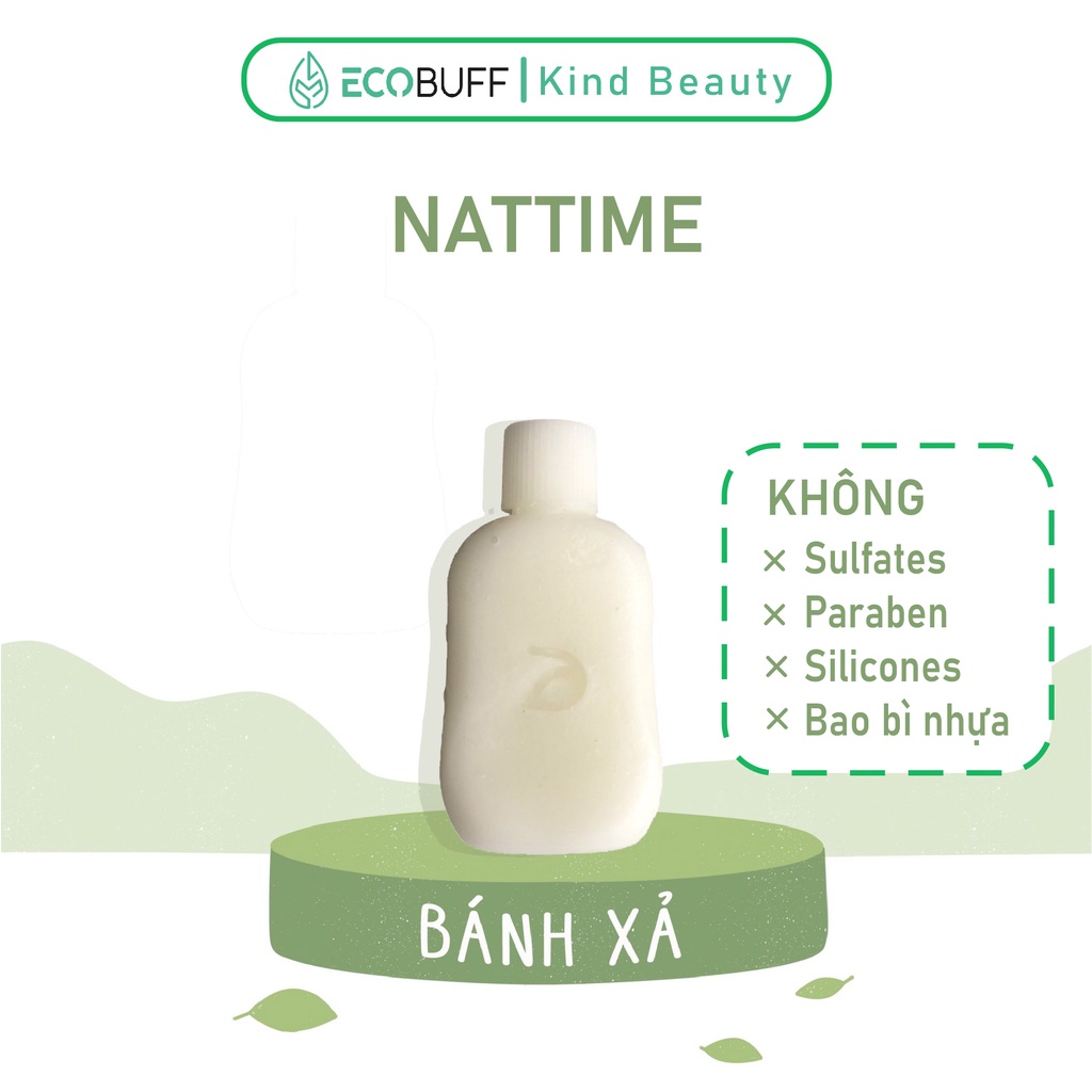 Dầu xả thiên nhiên mềm tóc dạng bánh Nattime phục hồi hư tổn chiết xuất bơ shea B5 Ecobuff