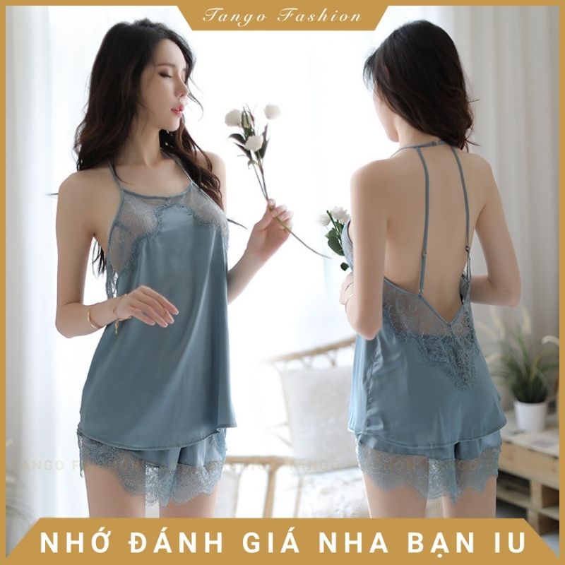 Đồ ngủ sexy, Đồ bộ lụa phối ren cổ yếm quyến rủ, Đồ bộ mặc nhà [TANGO FASHION] | BigBuy360 - bigbuy360.vn