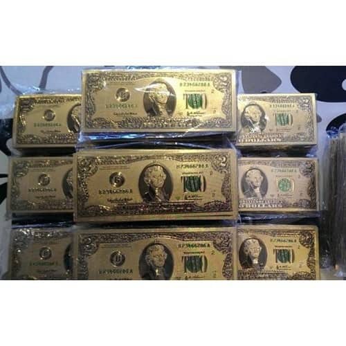 [Combo 20-50-100 Tờ] Tiền Đô La Mạ Vàng 2 Mặt May Mắn (2$/100$)
