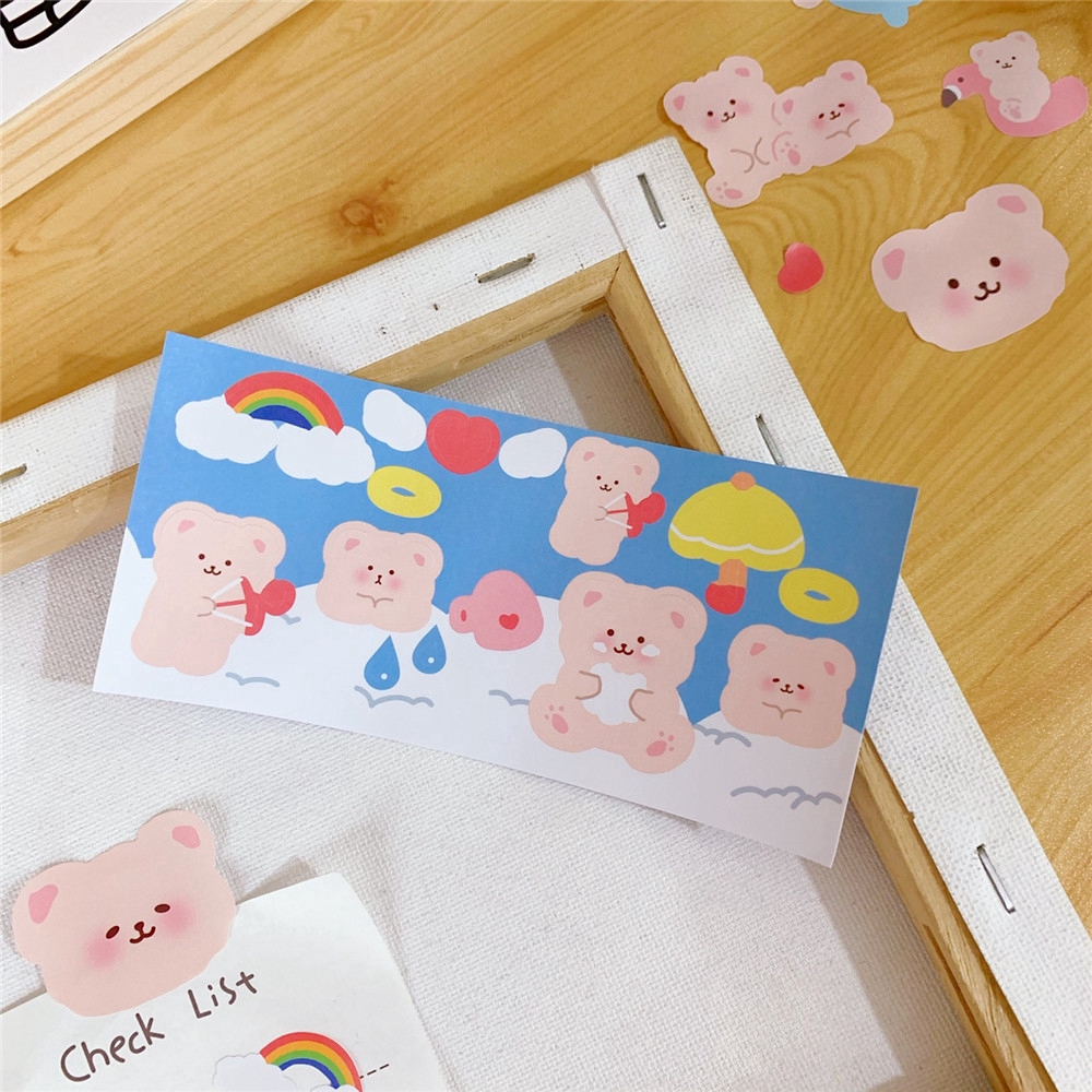 Giấy ghi chú in hình gấu mini dễ thương trang trí thủ công