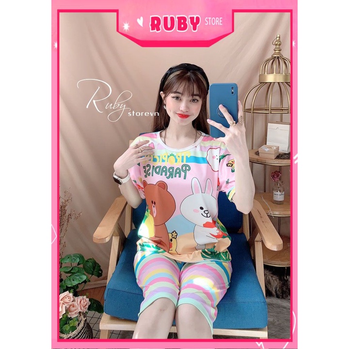Đồ bộ thun Quần LỬNG mẹ và bé size 7kg - 70kg chất thun mềm mát in hình doremon hoạt hình dễ thương DBRBL FULL SIZE