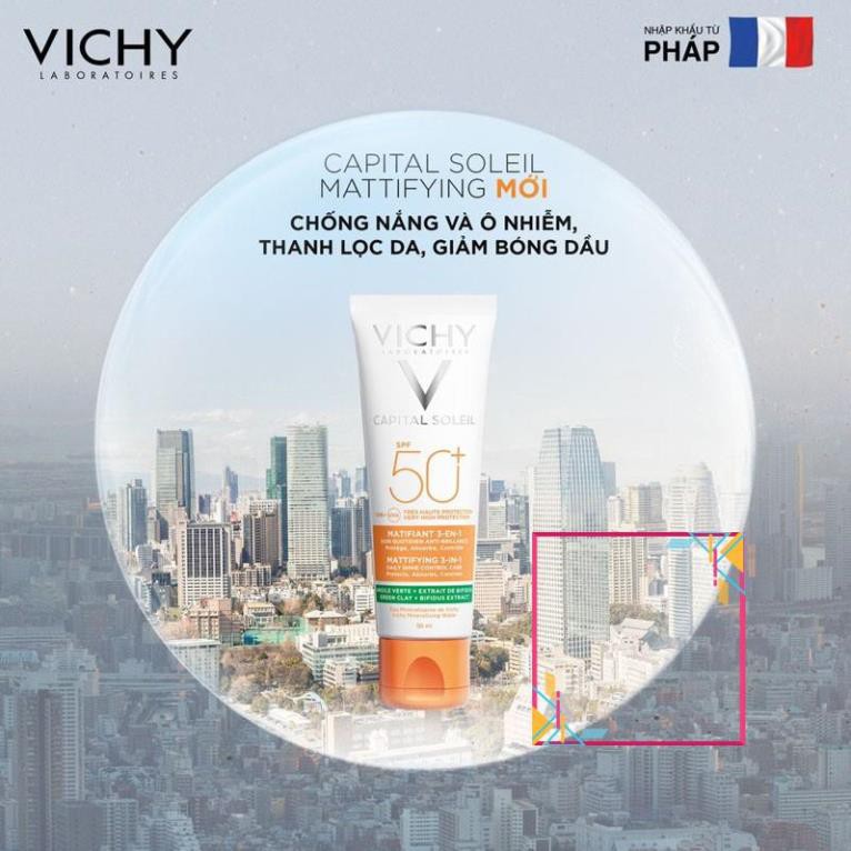 Kem chống nắng cho da dầu mụn Vichy Capital Soleil Mattifying 3-In-1 SPF 50