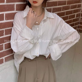 Áo sơ mi oversize sọc vân nổi 2 màu mã 066
