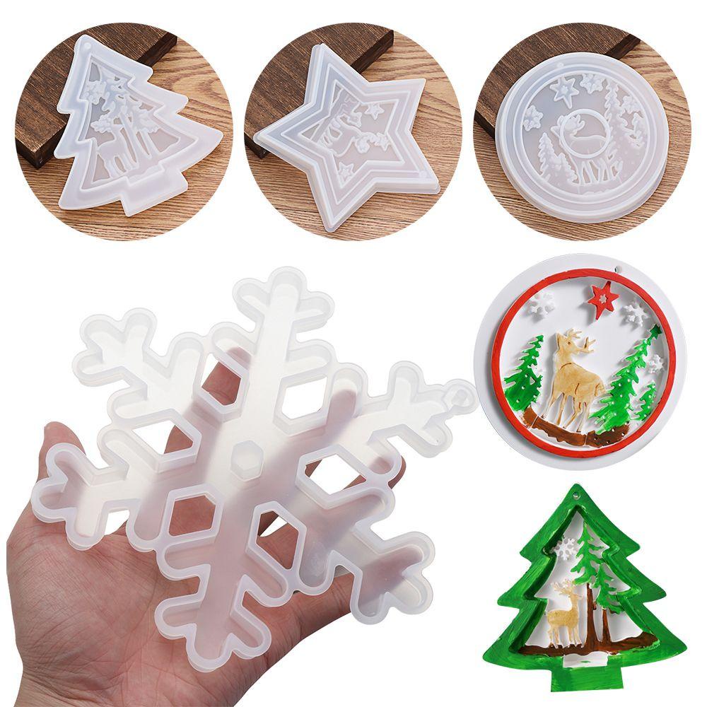 Khuôn Silicone Làm Thẻ Nhựa Resin Hình Tuần Lộc / Cây Thông Giáng Sinh 1 Cái