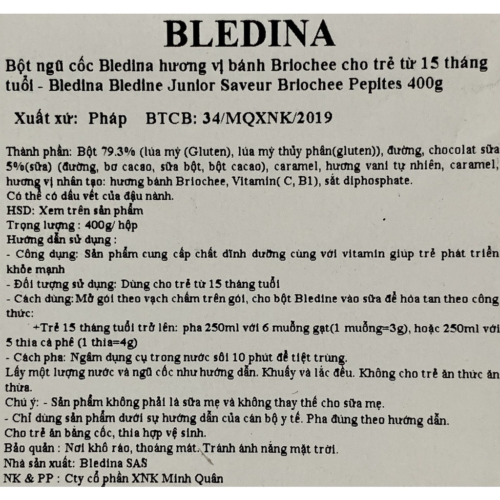 Bột lắc sữa Bledina 400g đủ vị cho bé từ 4m+