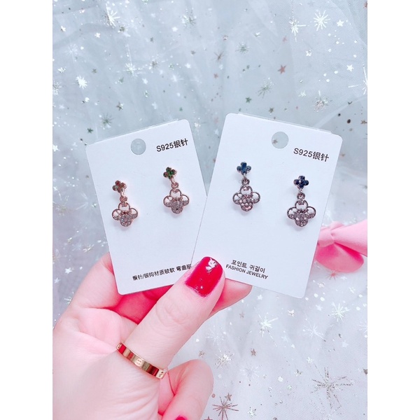 bông tai hoa nhỏ nhắn, khuyên tai thương hiệu sang chảnh phong cách hàn quốc