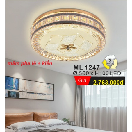 Đèn Mâm Ốp Trần Pha Lê -Thủy tinh, Đèn Trang Trí Phòng Khách/Phòng Ngủ Sang Trọng