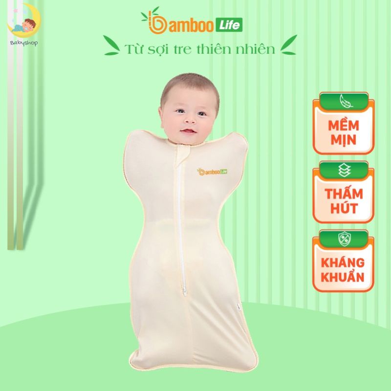 Nhộng chũn cho bé theo easy, túi ngủ từ sợi tre Bamboo Life BL069 giúp trẻ ngủ ngon giấc
