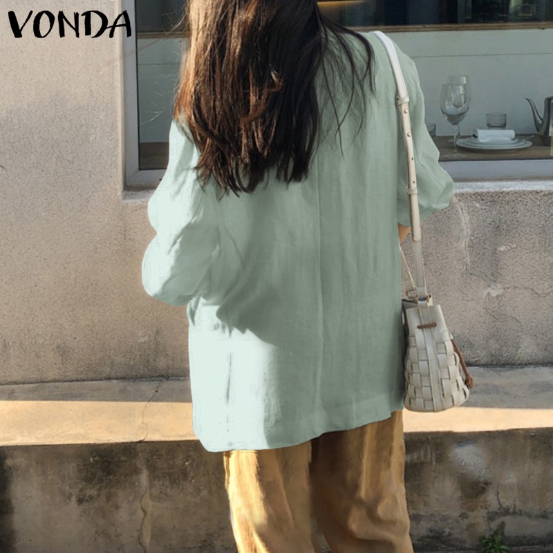 Áo khoác Blazer VONDA dành cho nữ thiết kế tay dài cổ bẻ phong cách quý cô đi làm cơ bản mùa xuân thu Hàn Quốc | BigBuy360 - bigbuy360.vn
