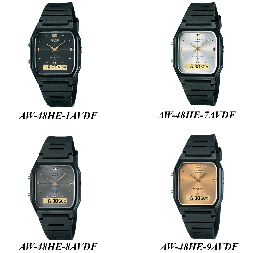 Đồng hồ nam dây nhựa Casio chính hãng Anh Khuê AW-48HE (4 màu sắc)