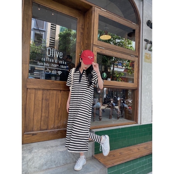 Váy polo kẻ ngang