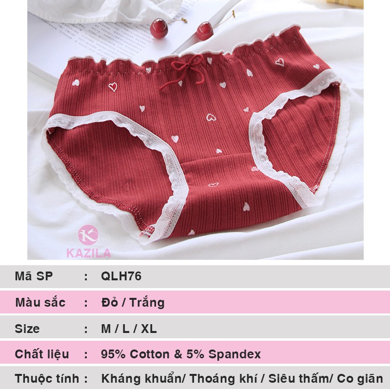 Quần lót nữ hình quả dâu cạp nhúm dễ thương, quần lót cotton xuất Nhật Kazila QLH77
