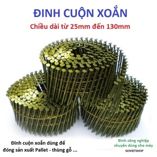 Đinh cuộn xoắn 25mm -32-38 - 40 - 45 - 50 - ... -75- 80-90-100, đinh cuộn pallet thùng gỗ, Đinh dây