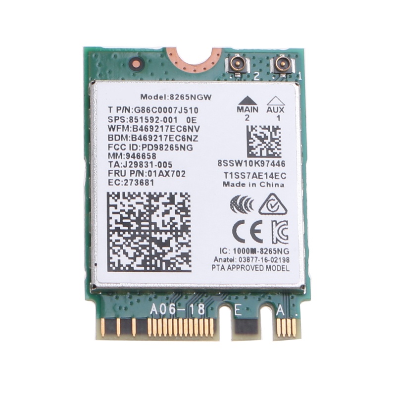 Thẻ Chuyển Đổi WiFi NGFF Cho M.2 2230 BT 4.2 AC 802.11A 2.4G / 5G Hỗ Trợ MU-MIMO 8265NGW Gigabit