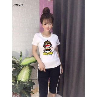[ HOT] ĐỒ BỘ MẶC NHÀ CAO CẤP QUẦN NGỐ 2 SỌC ÁO IN HÌNH NGỘ KHÔNG - DBN10