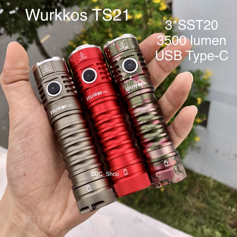 Wurkkos TS21 Đèn Pin Siêu Sáng 3500 Lumen Led 3 * SST20 Sạc USB Type C Đèn EDC Pin 21700 Nhỏ Gọn Chính Hãng