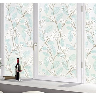 Decal dán kính lá xanh , lá hồng có keo sẵn - Khổ rộng 45cm