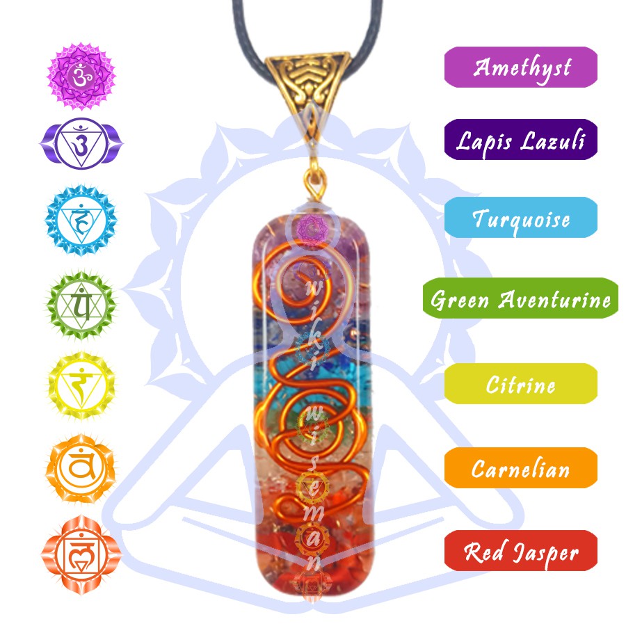 Dây đeo cổ 7 màu Chakra trị liệu cân bằng luân xa - 7 chakra healing Orgone Pendant