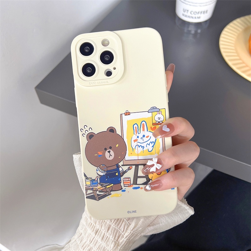 LINE FRIENDS Ốp Điện Thoại Silicon Mềm In Hình Gấu Nâu Cho iPhone 13/13 Pro Max/13 Pro/12 Pro Max/12/12 Pro/11/11 Pro Max/X/XS Max/XR/7/8 Plus
