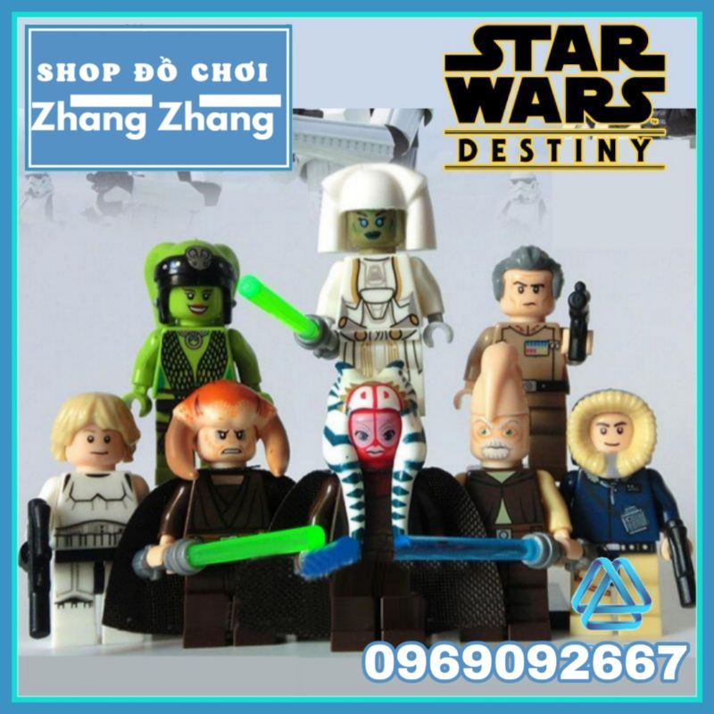 Xếp hình Star Wars mô hình gồm Han Solo - Shaak Ti - Luminara Unduli - Luke Skywalker - Oola Minifigures POGO PG8051