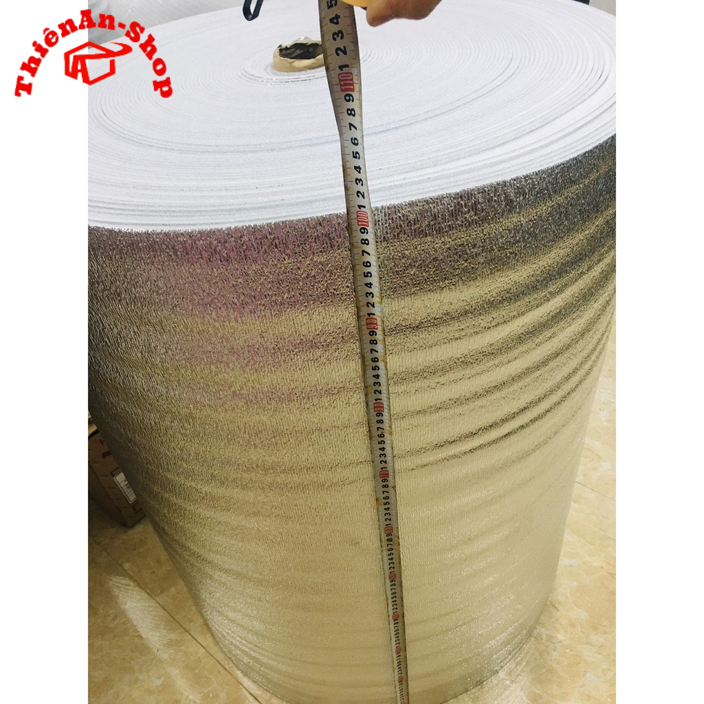 Cuộn xốp PE OPP tráng bạc 1 mặt dày 20mm x 1m x1m - xốp tráng bạc - xốp cách nhiệt, chống nóng,