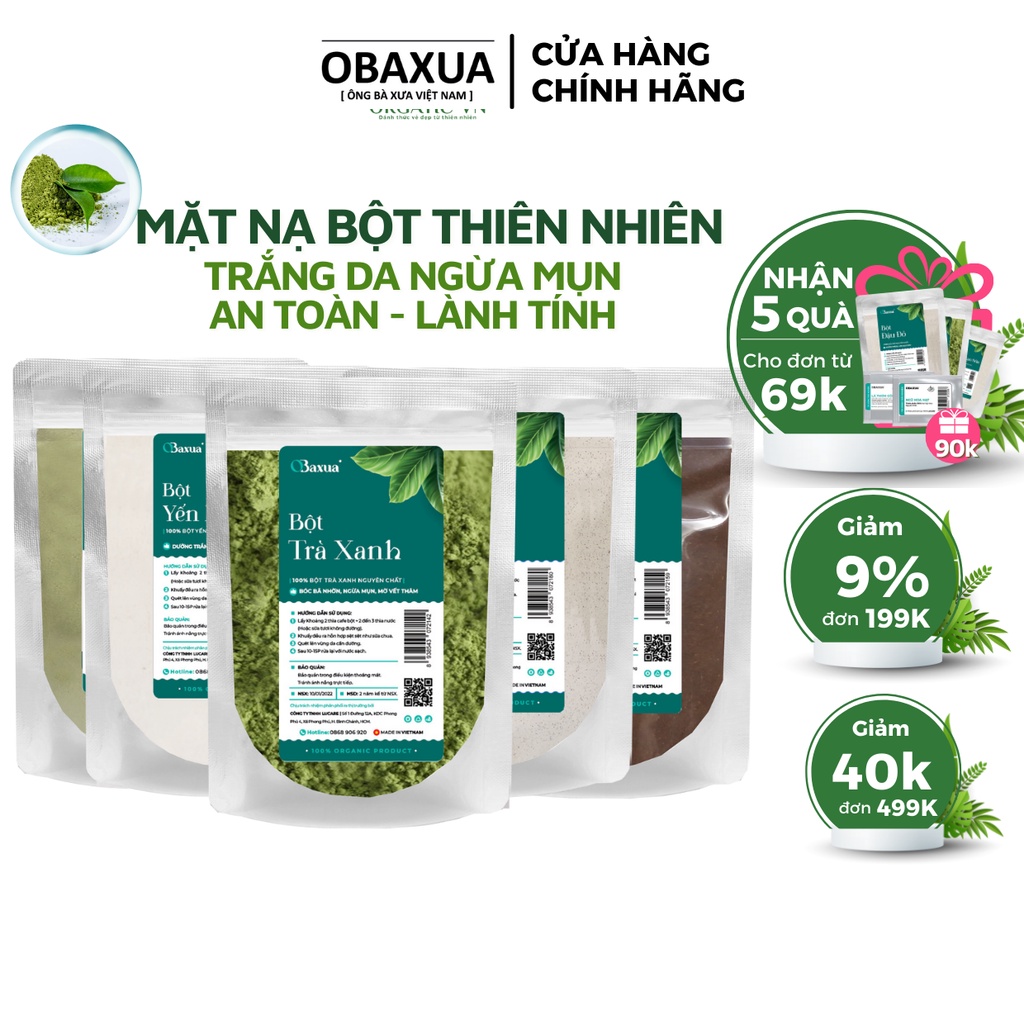 Mặt Nạ Bột Đắp Mặt Hữu cơ OBAXUA Dưỡng Da Trắng Mịn màng