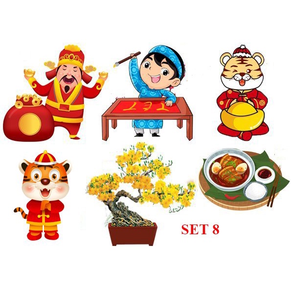 Thẻ cắm tết 2022 trang trí bánh sinh nhật hình giấy chúc mừng năm mới