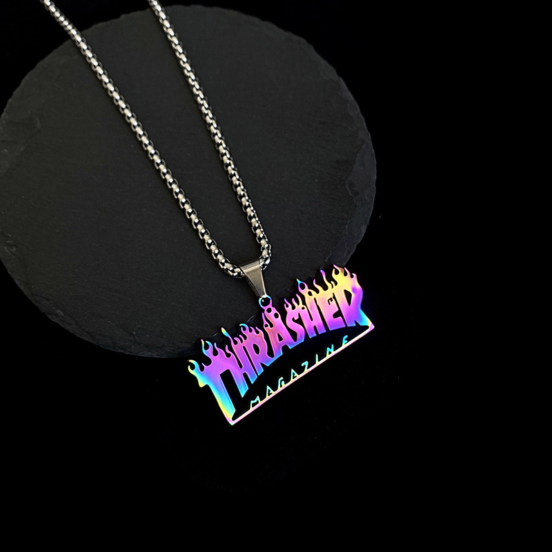Dây Chuyền Thép Titan Không Gỉ 22732 Có Khắc Chữ Phong Cách Hip Hop