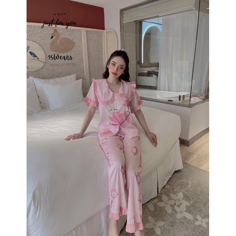 Pijama Lụa SATIN những mẫu hottren 2021 nhà SAM Tay ngắn quần dài Form dưới 60 kí