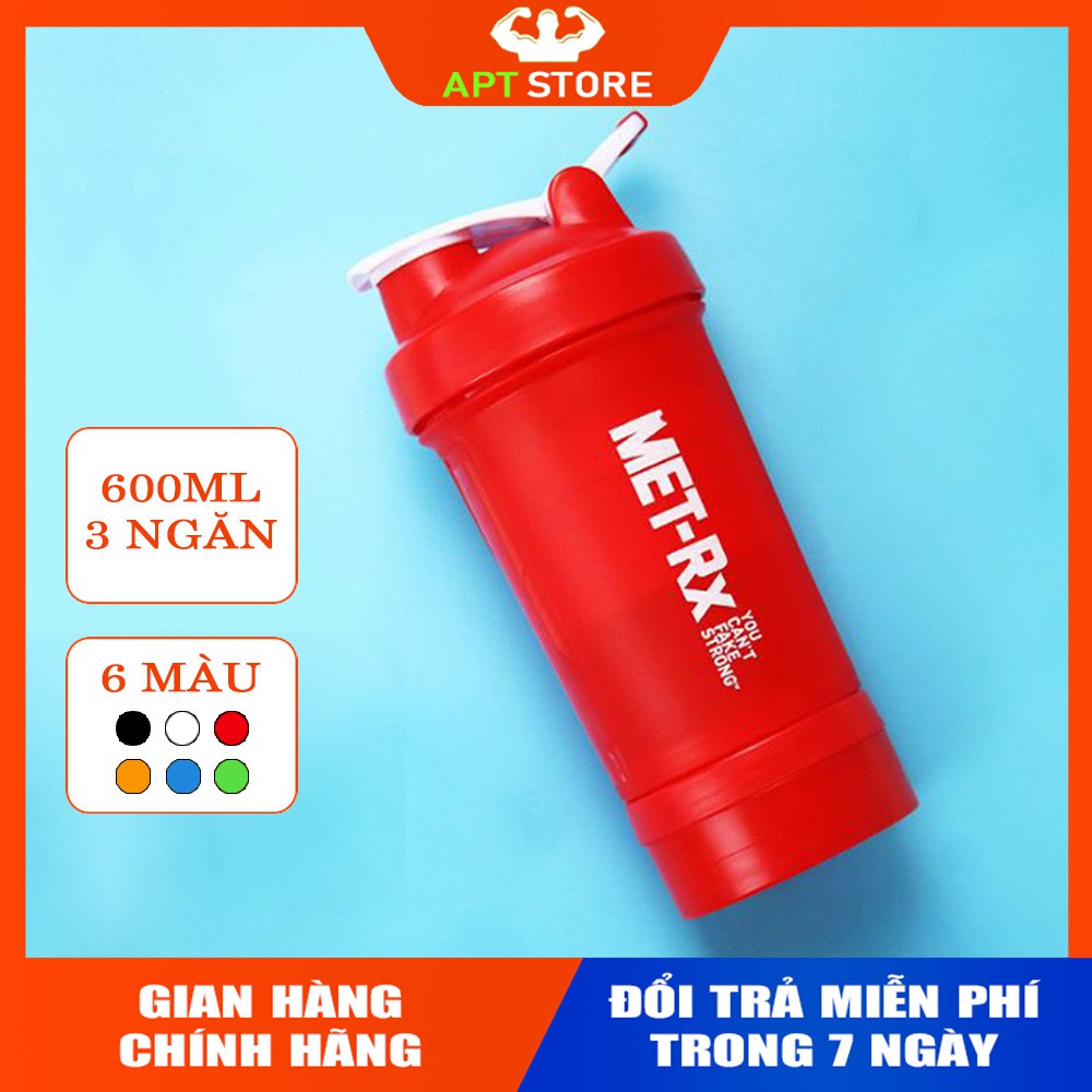 Bình Nước Tập Gym ⚡FREE SHIP⚡ Tập Thể Thao 3 Ngăn MET-RX