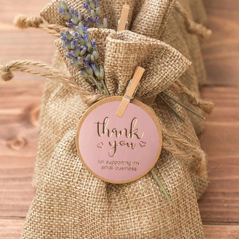 Set 500 Miếng Dán Trang Trí Niêm Phong Bao Thư In Chữ Thank You Và Trái Tim Màu Hồng Dễ Thương