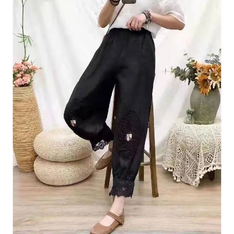 ☻ L O T U S ☻ Quần Harem Nữ Thêu Hoa Plus Size LFB0196