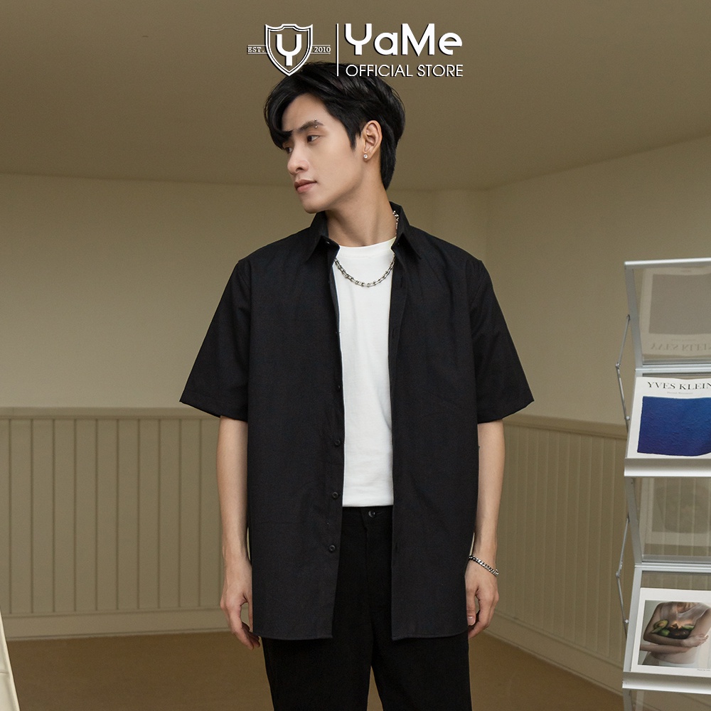 Áo Sơ Mi Nam Tay Ngắn Sợi Cotton Tối Giản Thời Trang Thương Hiệu Y2010 M10 20944 |YaMe|