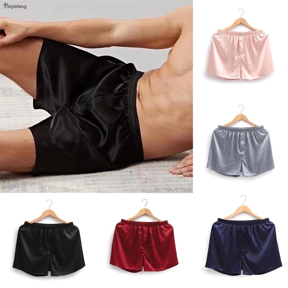 Quần Lót Boxer Màu Trơn Bằng Vải Satin Cho Nam