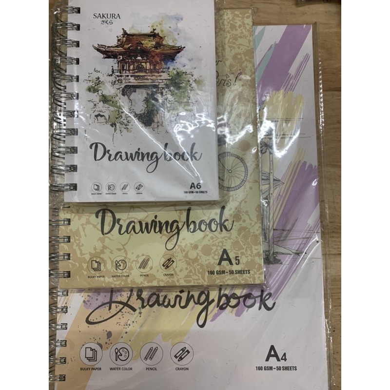 Sổ vẽ Sakura A3/A4/A5/A6 50 trang bìa màu drawing book