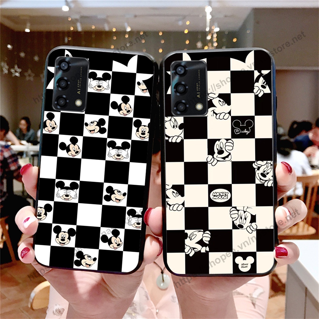Ốp lưng Oppo A54 / A55 4G / A55 5G trái tim họa tiết caro, mikey họa tiết beabrick kaws cute