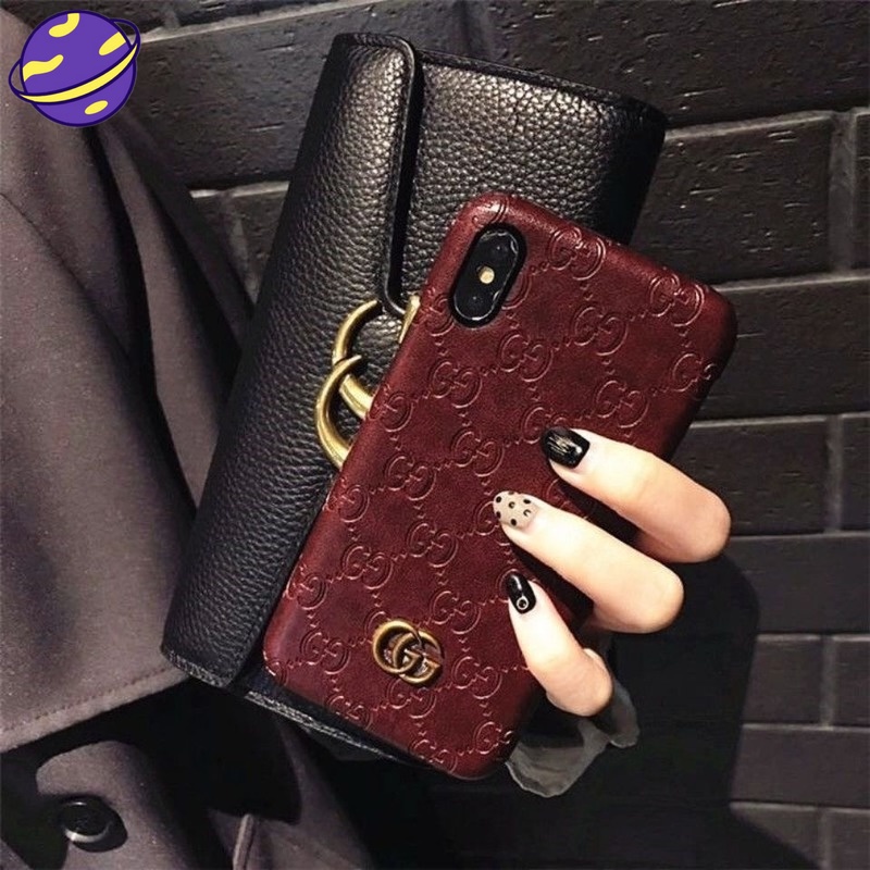 Ốp điện thoại da in họa tiết Gucci nổi phong cách Âu Mỹ thích hợp cho Iphone 13 12 11 Pro X Xs Max Xr 8 7 plus