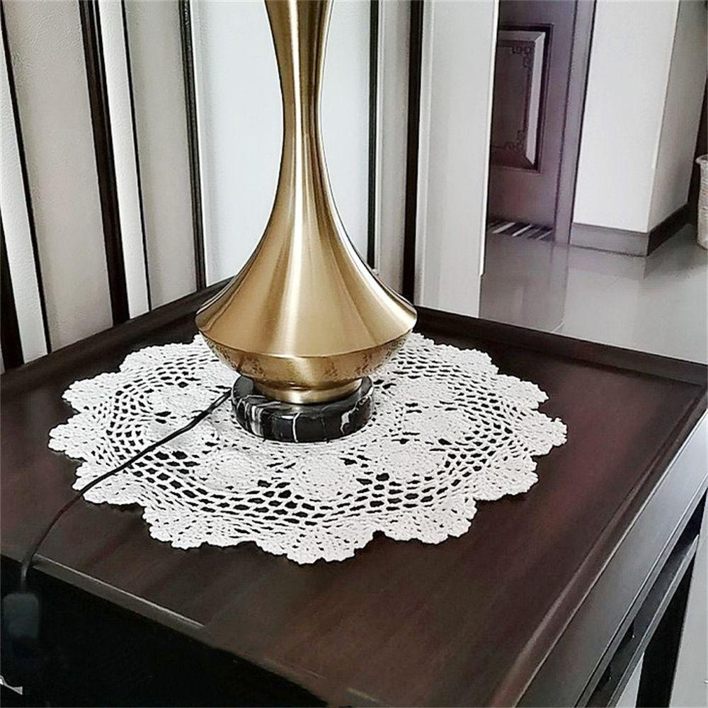 Khăn Trải Bàn Bằng Cotton Hình Tròn Phối Ren Sang Trọng