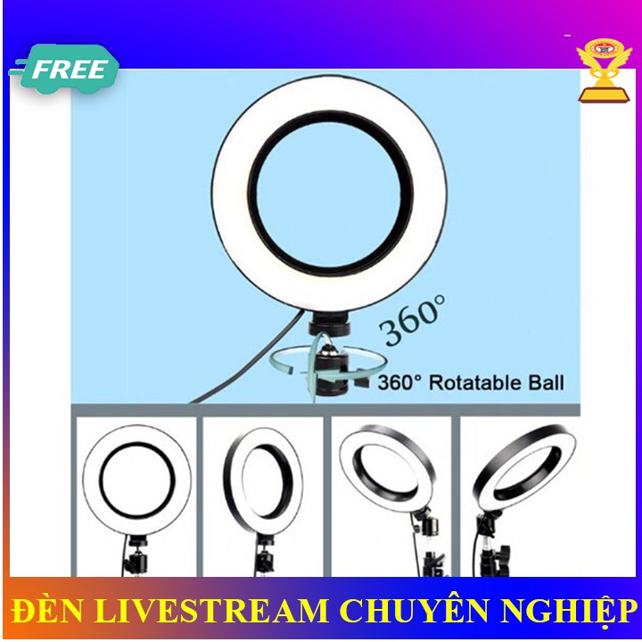 Đèn Livestream size 21cm và  giá đỡ 2 điện thoại Hỗ Trợ Chụp Ảnh Make up Trang Điểm 3 Chế Độ Sáng