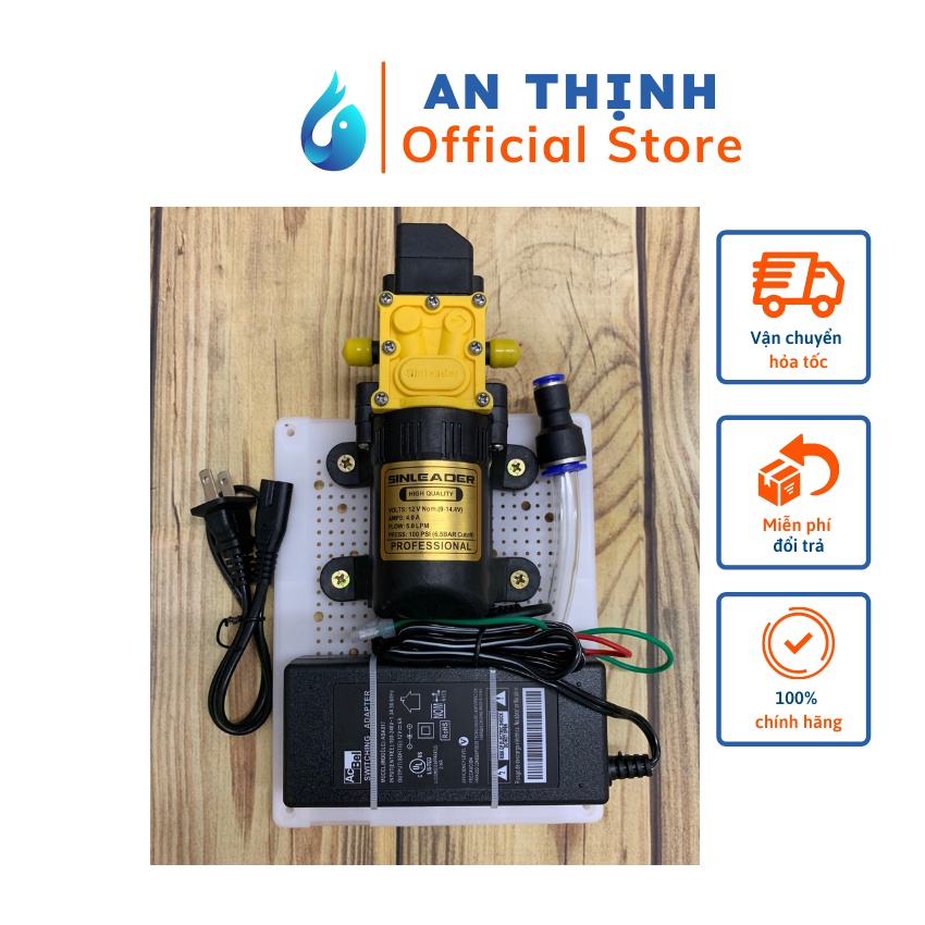 Máy bơm nước tăng áp mini SINLEADER 12V tưới Lan, cây kiểng, vườn rau,..có rơ le tự ngắt