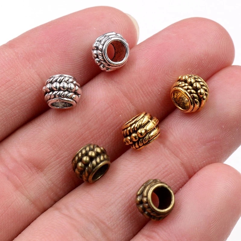 Set 20 Hạt Tròn 8mm Mạ Vàng Phong Cách Vintage Dùng Làm Trang Sức Vòng Tay