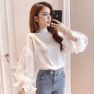Áo von lụa tay bồng phối ren siêu xinhh