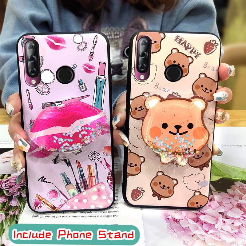 Ốp điện thoại mềm chống bụi bẩn hình hoạt họa dễ thương nữ tính kèm giá đỡ cho Itel S15/S15 Pro